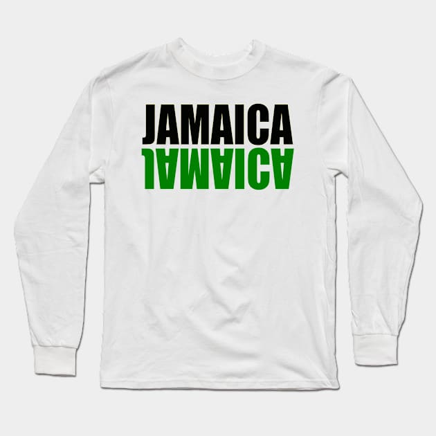 Jamaica a mirrored pattern in the colors colours of the Jamaican flag black green and gold white background Long Sleeve T-Shirt by Artonmytee